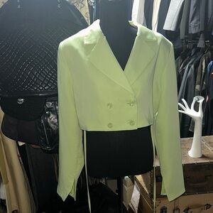 H&M Women's Light Green Double-Breasted Blazer